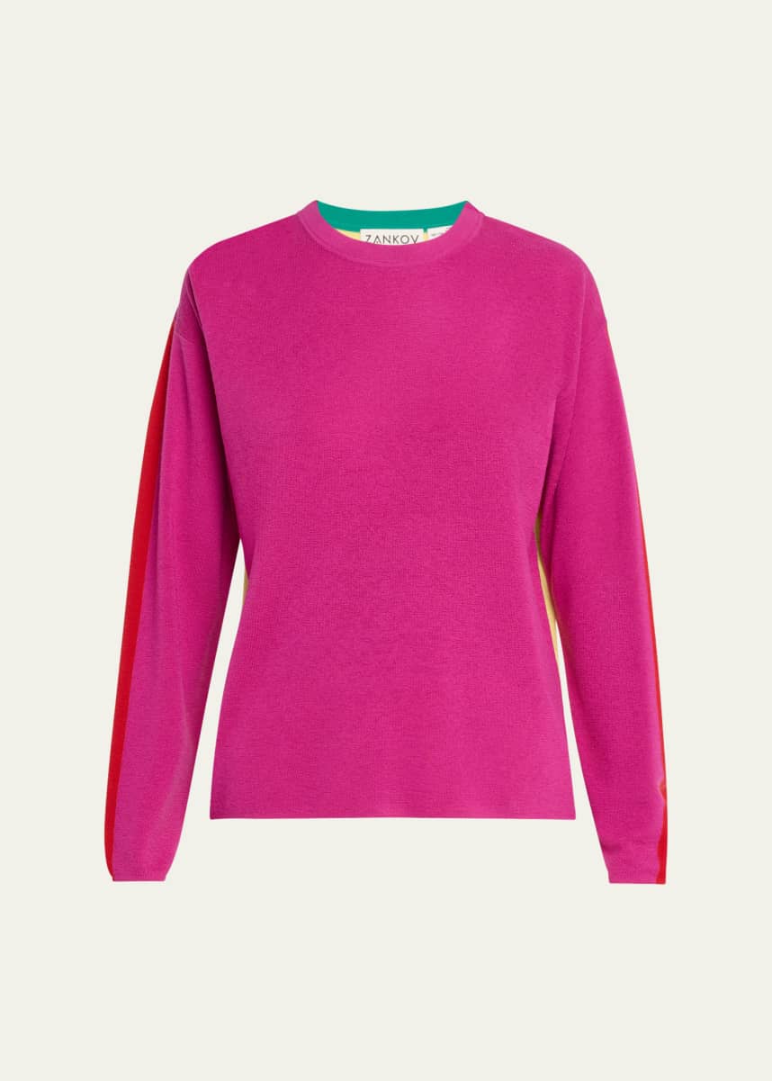 ZANKOV Julienne Colorblock Merino Wool Sweater