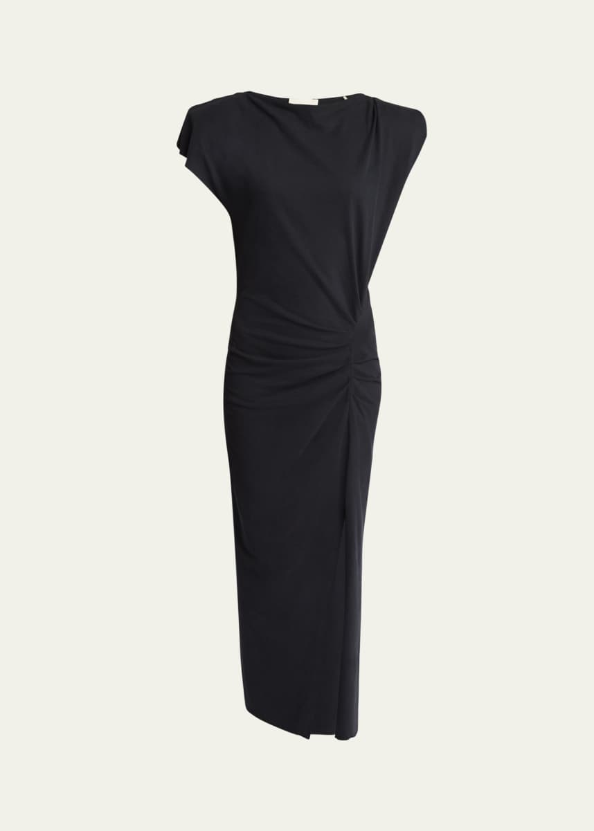 Isabel Marant Nadela Ruched Slit Cotton Maxi Dress