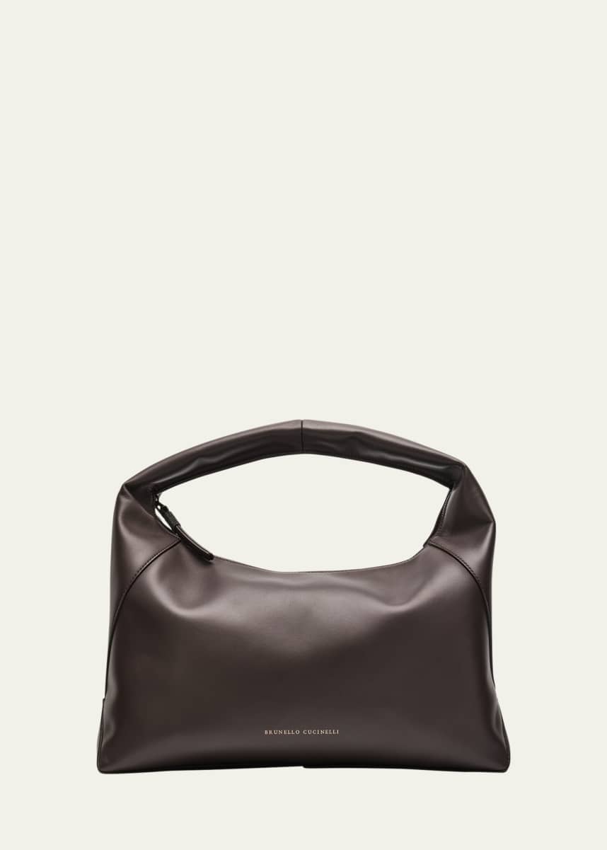 Brunello Cucinelli Zip Calf Leather Hobo Bag