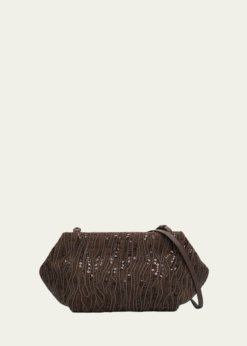 Brunello Cucinelli Pleated Mesh Monili Clutch Bag