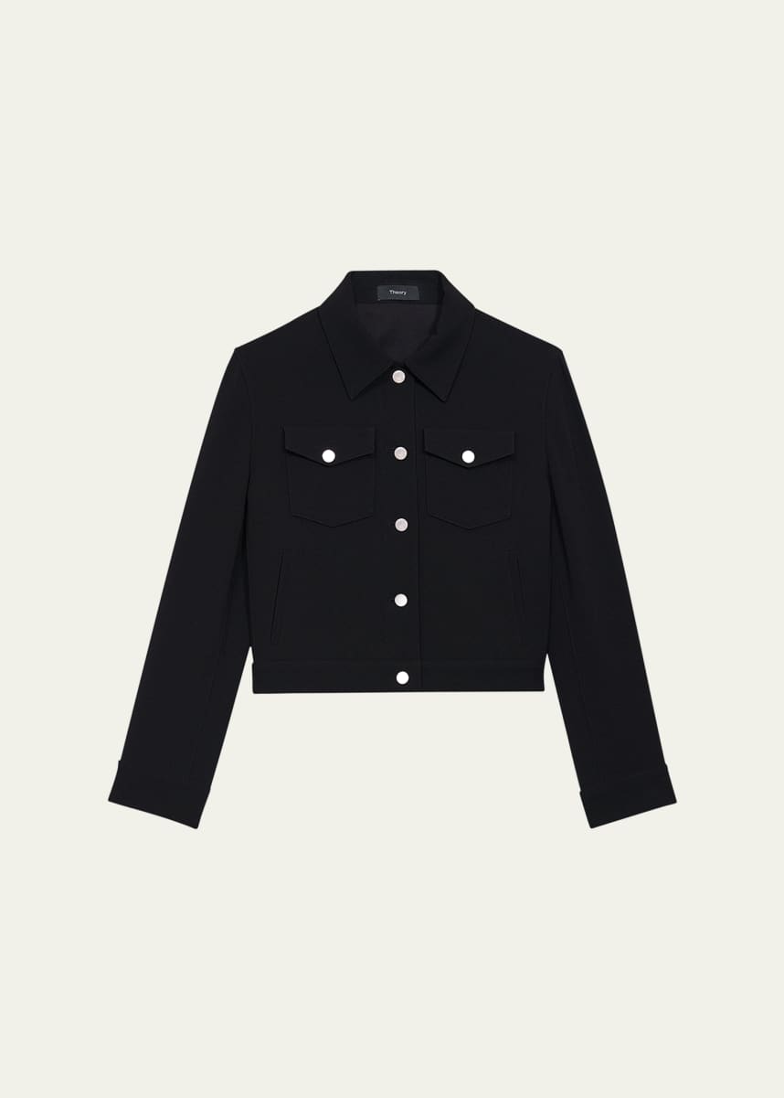Theory Shrunken Crepe Trucker Jacket