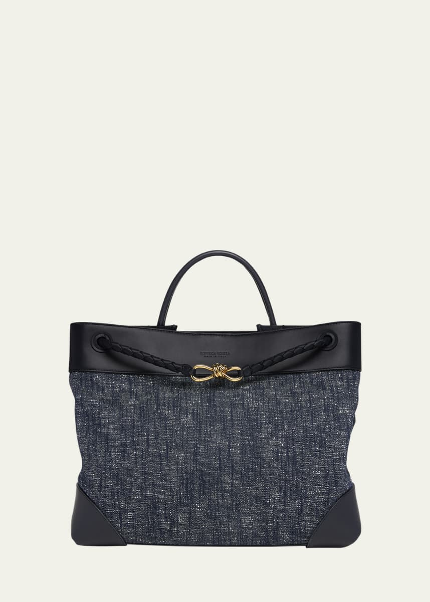 Bottega Veneta Large Andiamo Denim Boucle Crossbody Bag