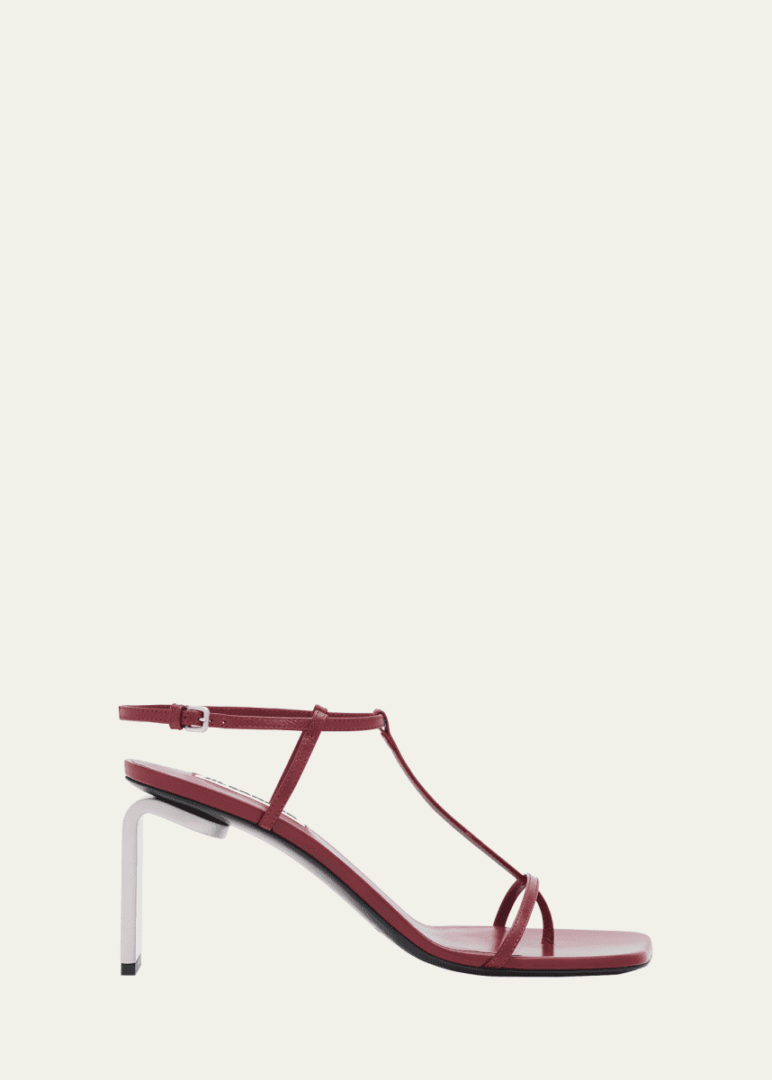 Jil Sander Leather T-Strap Heeled Sandals