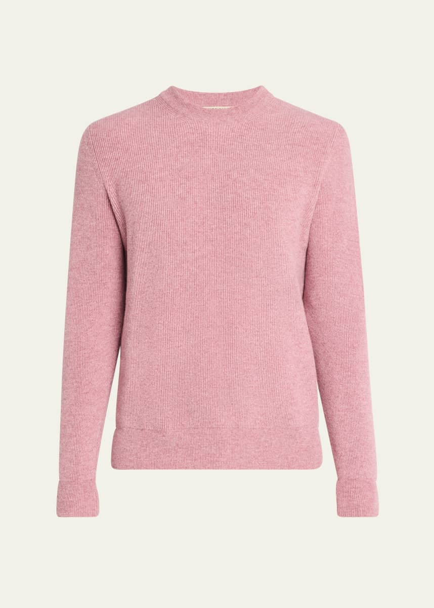 Fioroni Men's Cashmere English Rib Crewneck Sweater