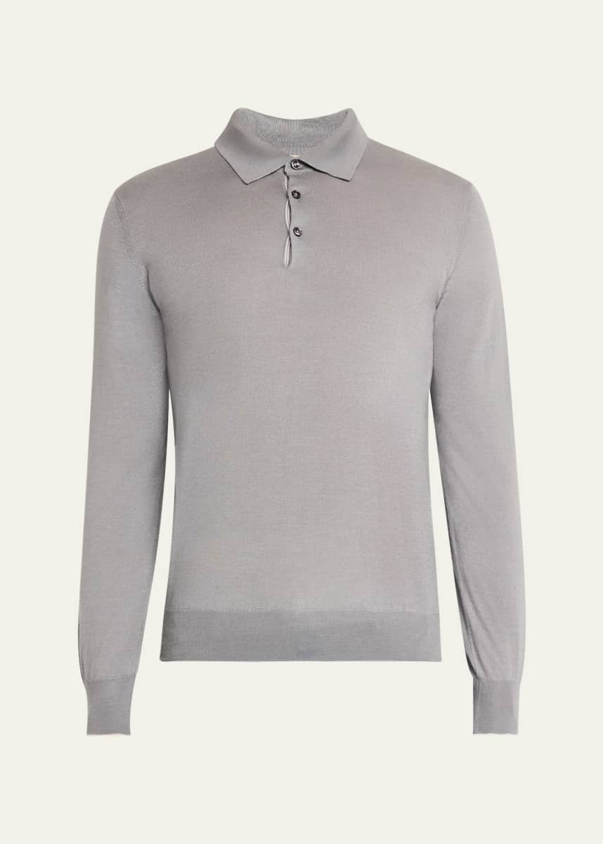 Fioroni Men's Cashmere and Silk Polo Sweater