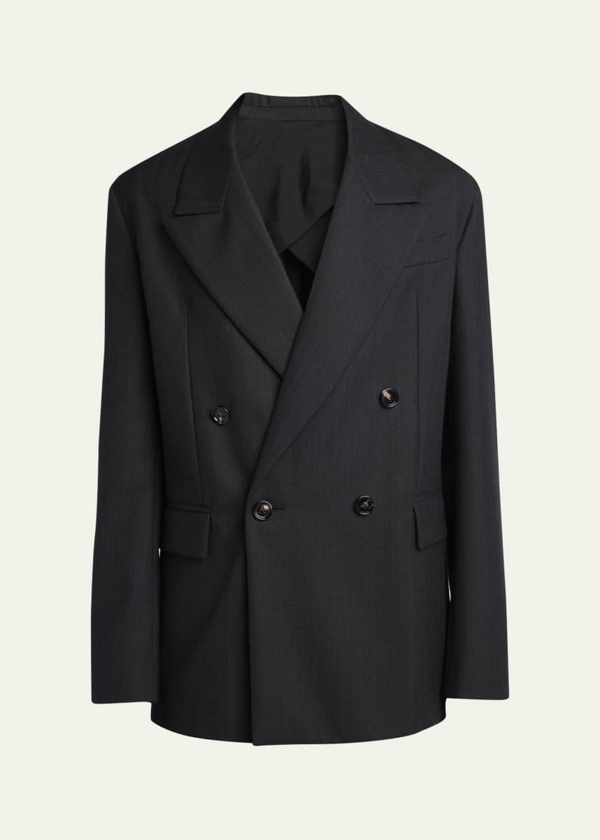 Bottega Veneta Men's Subtle Stripe Double-Breasted Sport Coat