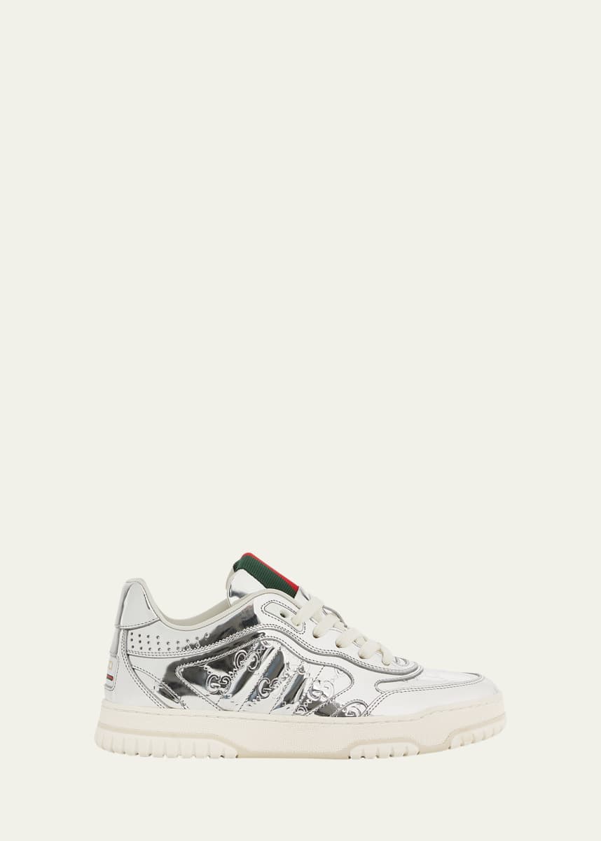 Gucci ReWeb GG Low-Top Metallic Leather Sneakers