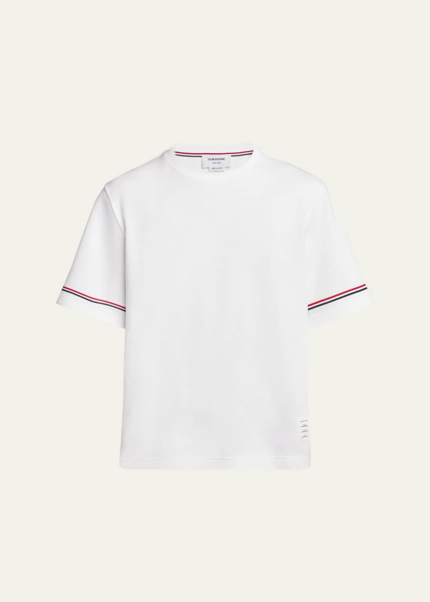Thom Browne Men's Striped-Trim Boxy T-Shirt
