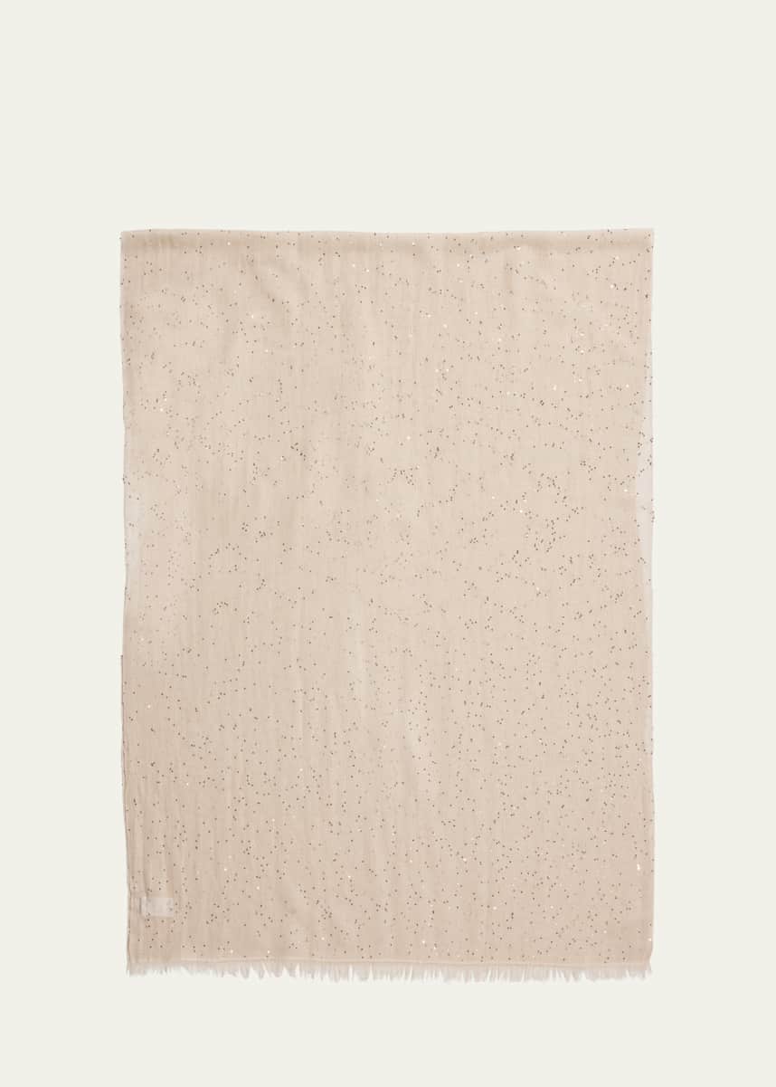Brunello Cucinelli Linen Blend Embellished Scarf