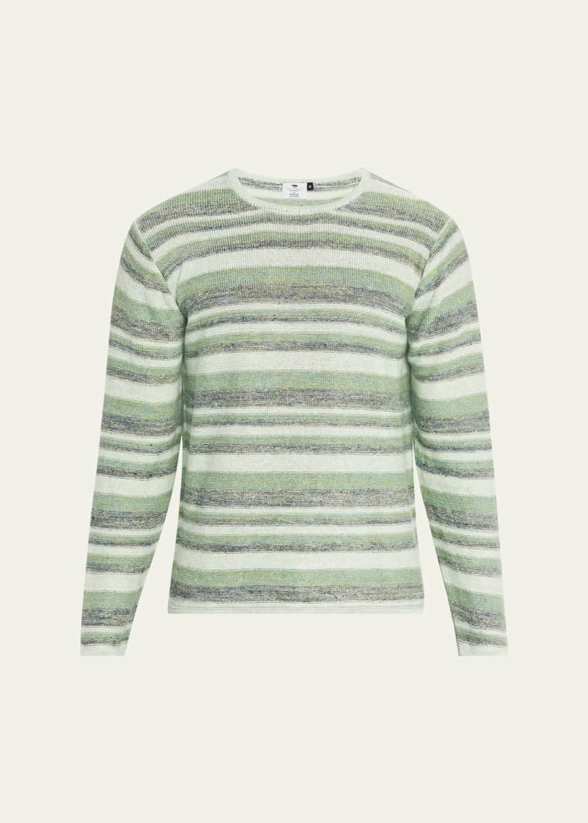 Inis Meain Men's Linen Multi-Stripe Crewneck Sweater