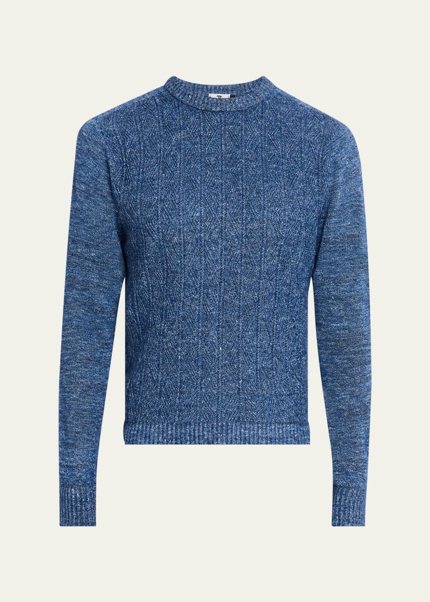 Inis Meain Men's Cashmere, Linen and Silk Cable Crewneck Sweater