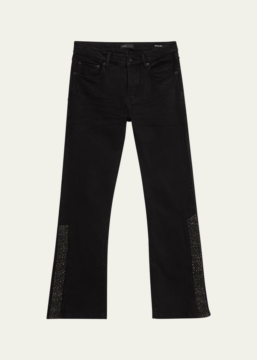 PURPLE Men's Crystal Side-Snap Flare Jeans