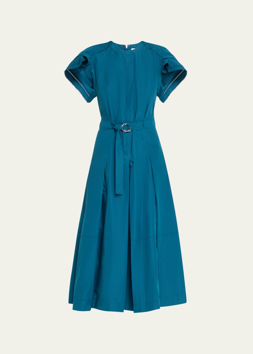 3.1 Phillip Lim Draped Short-Sleeve Belted Midi Dress