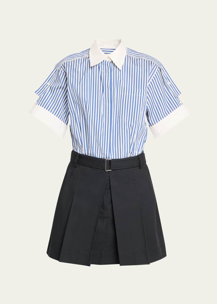 3.1 Phillip Lim Short-Sleeve Combo Mini Shirtdress