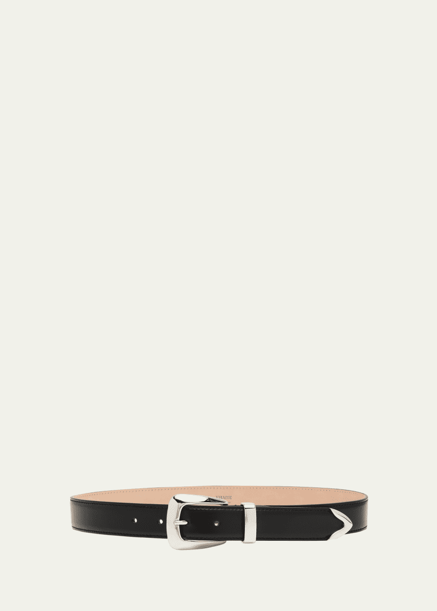 Khaite Benny Silvertone Buckle Leather Belt