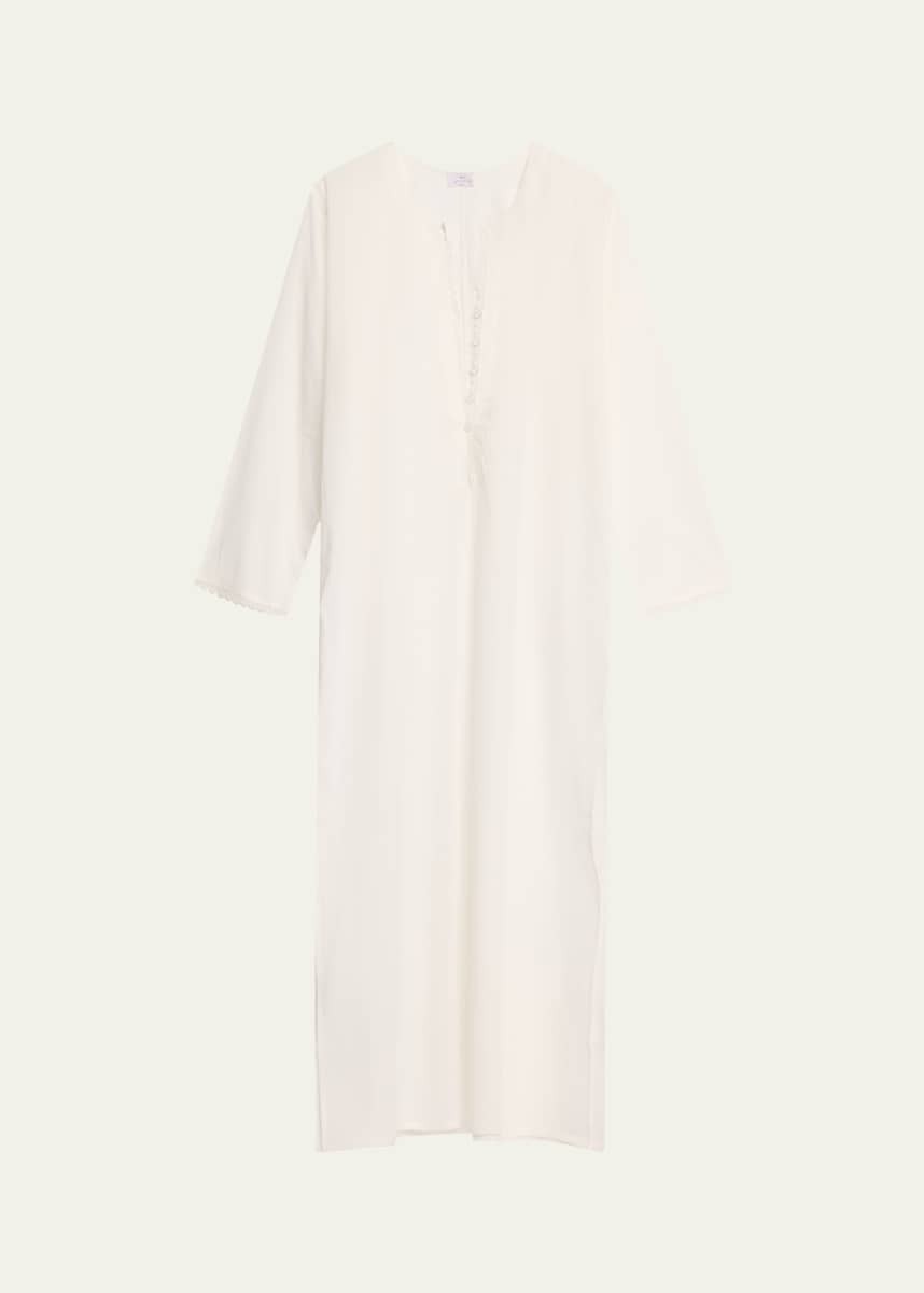 Pour Les Femmes Valentina Lace-Trim Cotton Maxi Kaftan