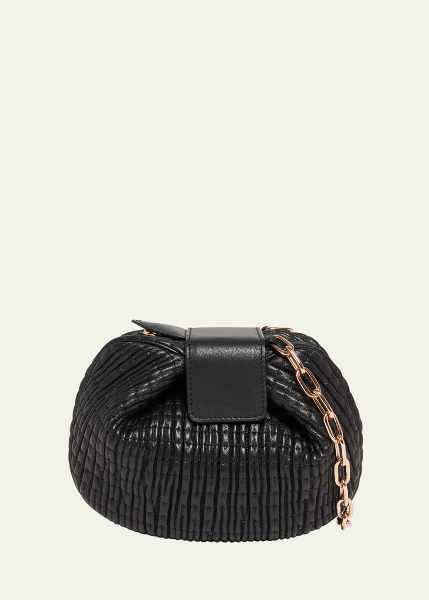 Gabriela Hearst Demi Ruched Leather Clutch Bag