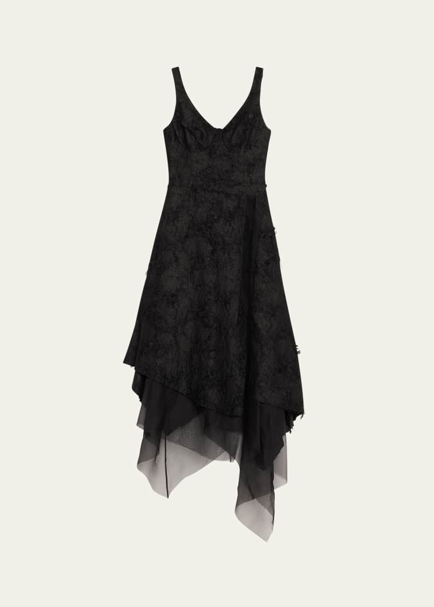 Jason Wu Collection Asymmetrical Fray Jacquard Midi Dress With Bustier
