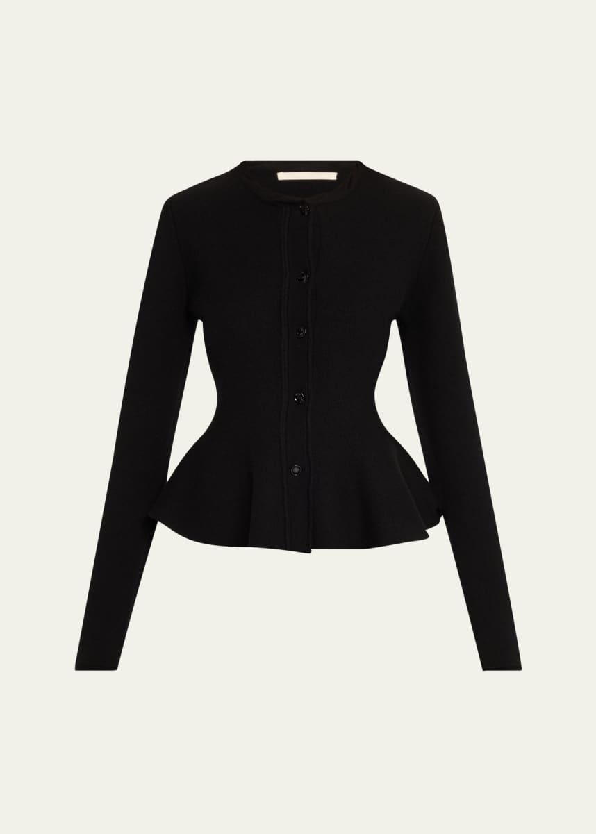 Jason Wu Collection Boiled Wool Peplum Cardigan