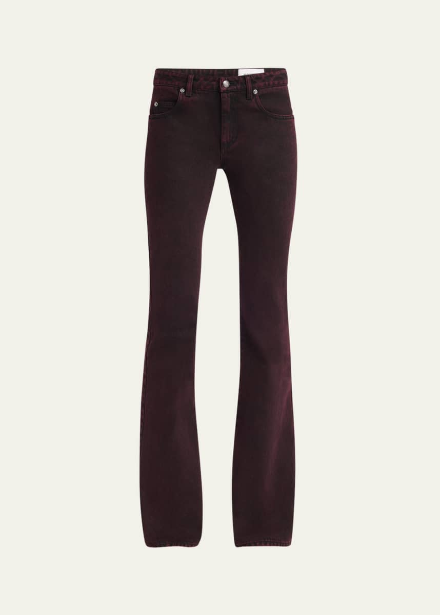 McQueen Low-Rise Red-Wash Denim Flare Trousers