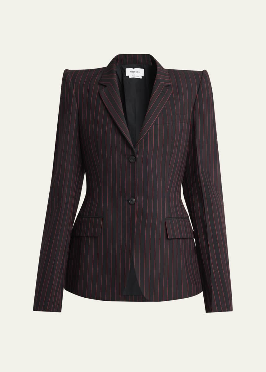 McQueen Striped Single-Breasted Blazer Jacket