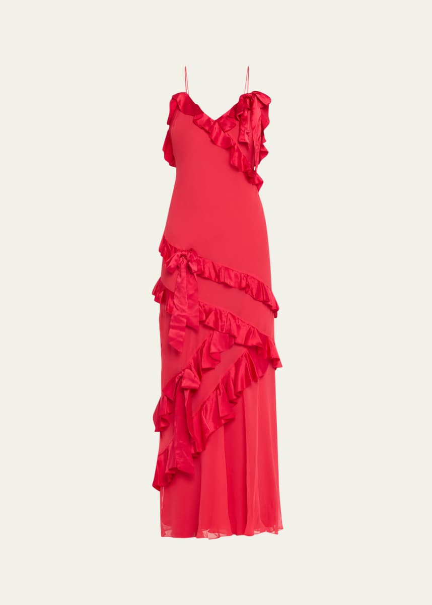 LoveShackFancy Rialto Silk Ruffle Maxi Dress
