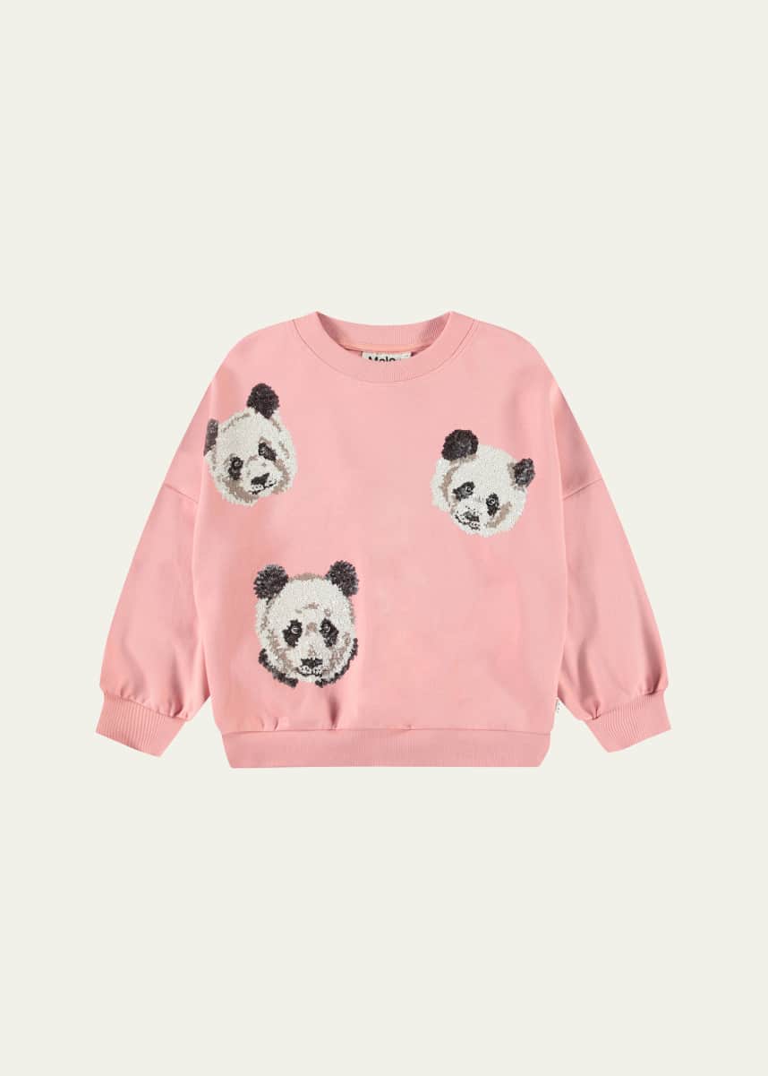 Molo Girl's Marika Panda Sequin Organic Cotton Sweatshirt, Size 3-6