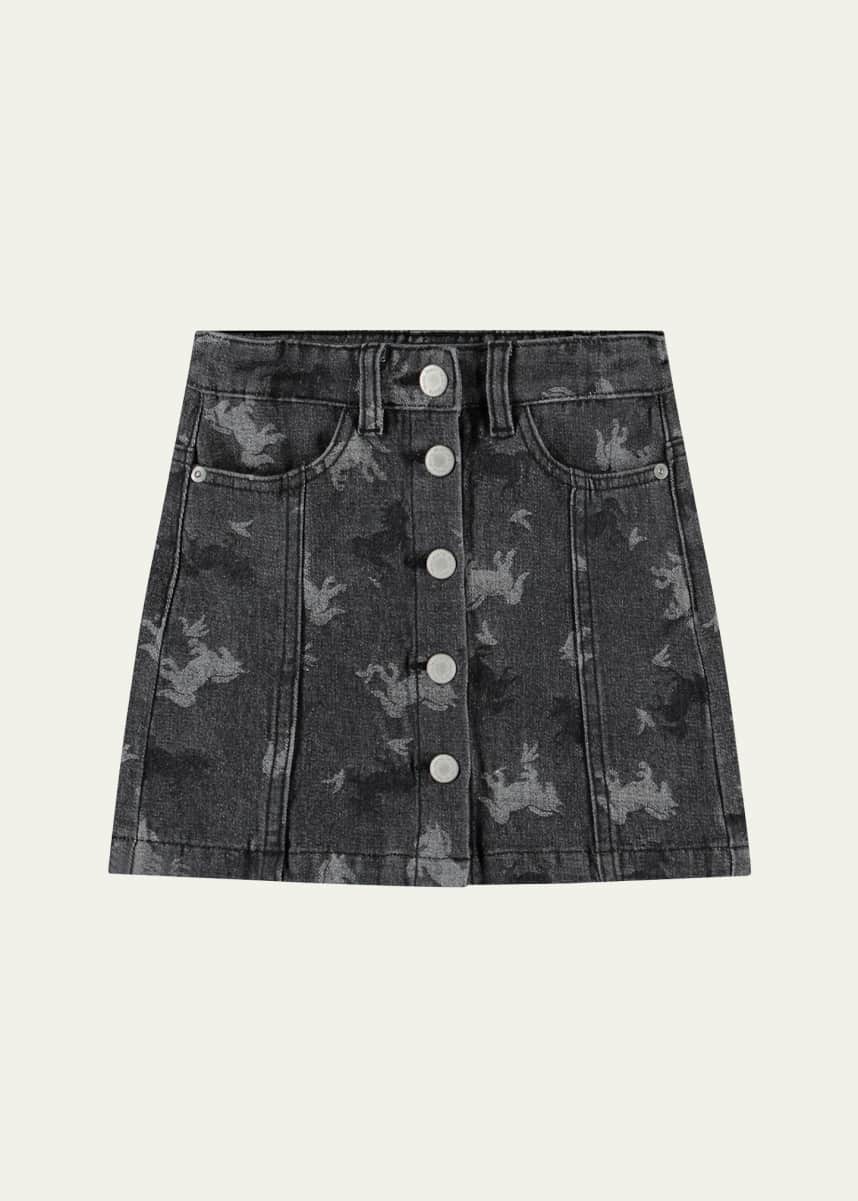 Molo Girl's Bera Printed Denim Mini Skirt, Size 3T-6