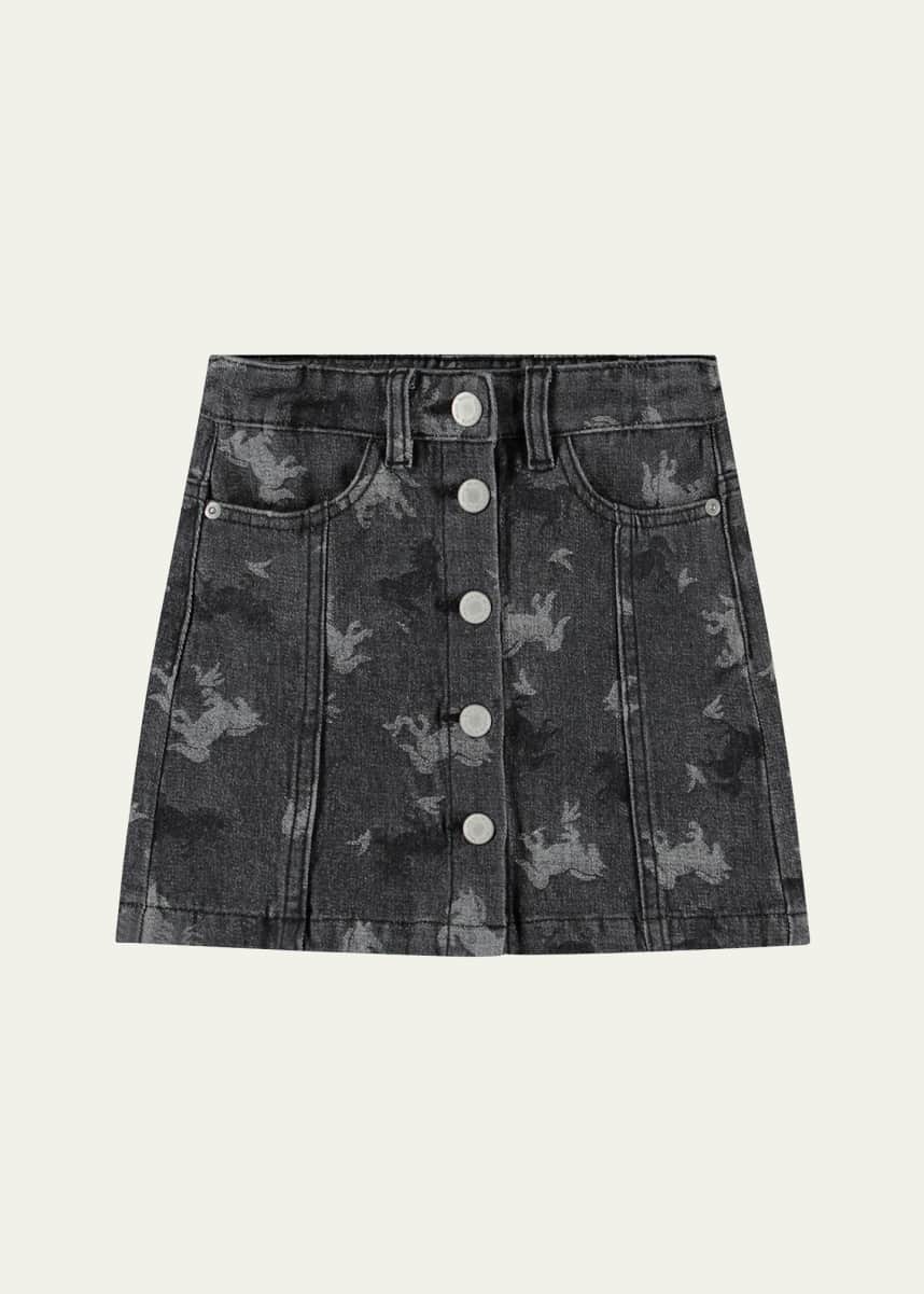 Molo Girl's Bera Printed Denim Mini Skirt, Size 7-14