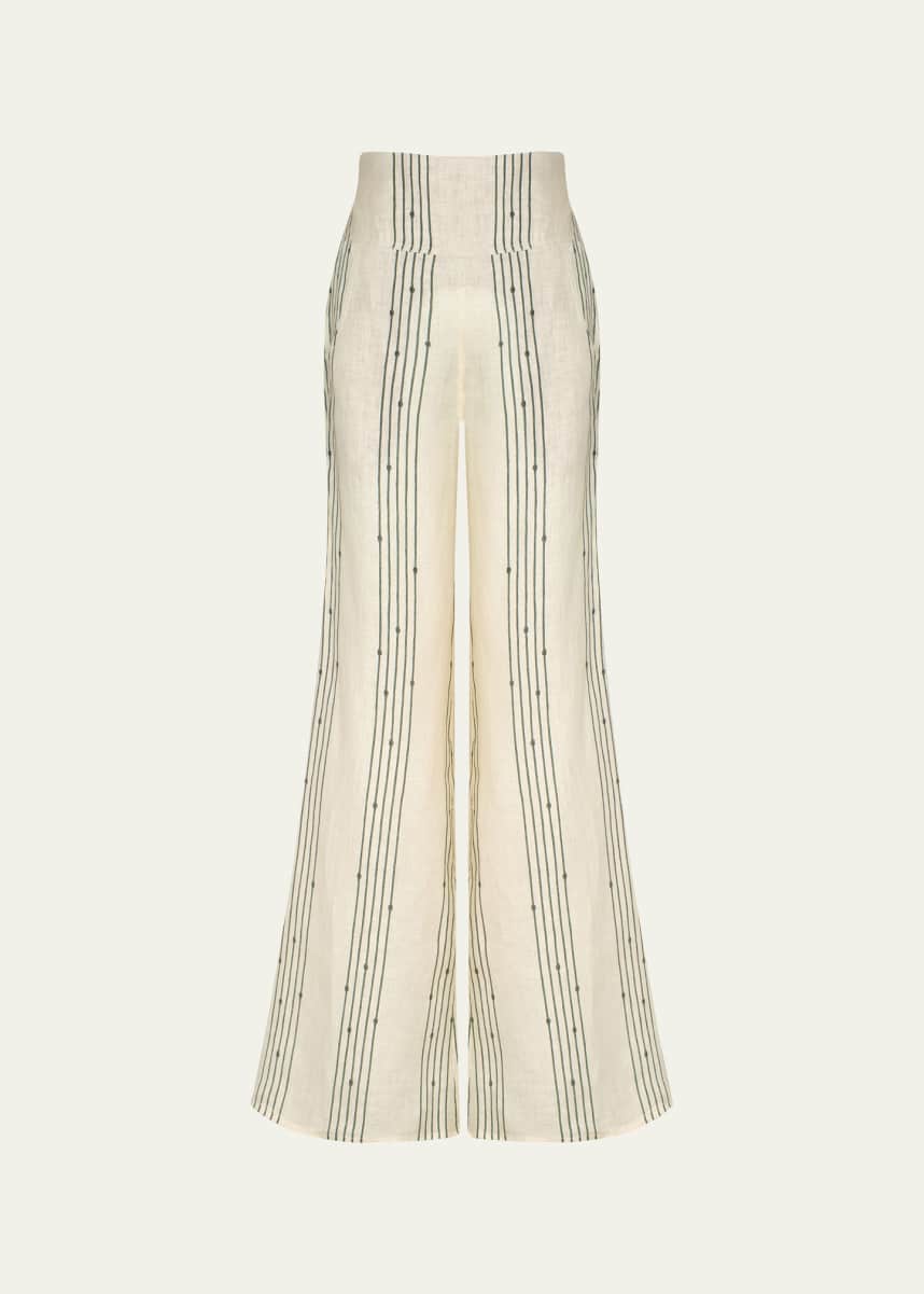 Johanna Ortiz Sailing The Ocean Stripe Wide Leg Linen Pants