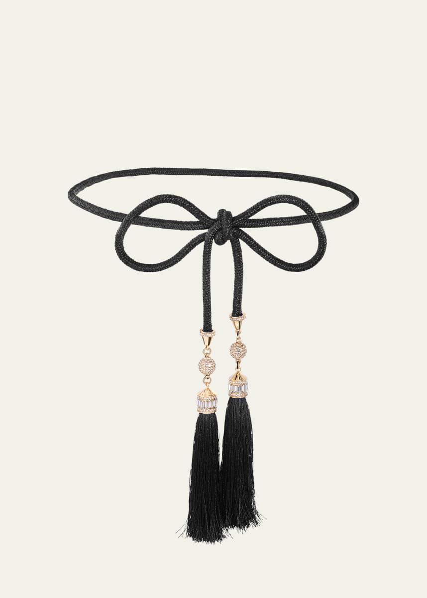 Judith Leiber Couture Tassel Crystal Skinny Belt