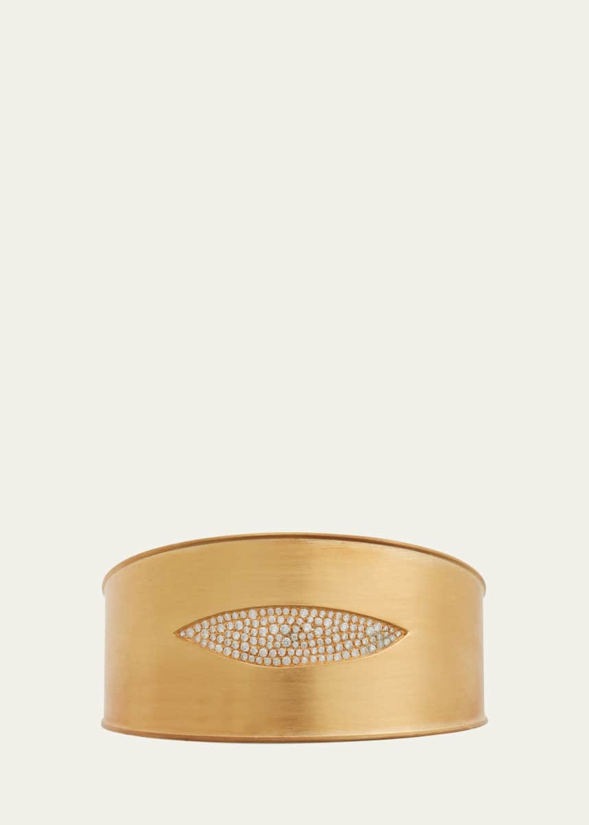 ILEANA MAKRI 18K Yellow Gold Falling Leaf Cuff Bracelet with Diamonds