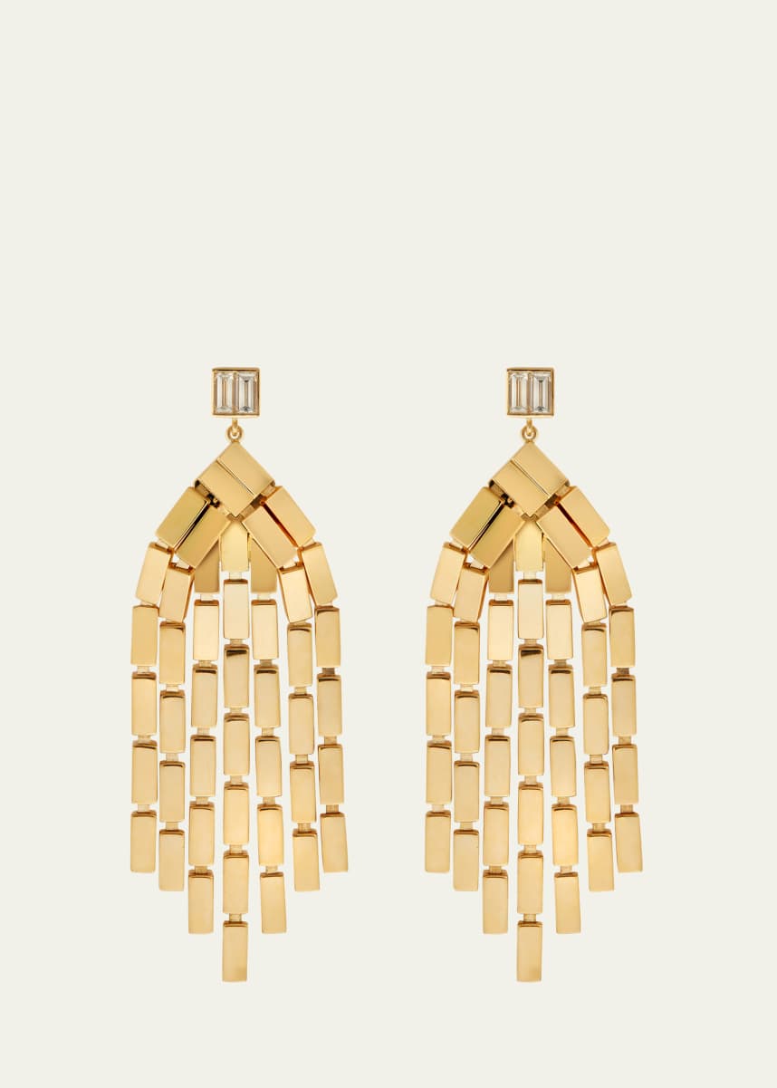 ILEANA MAKRI 18K Yellow Gold Cascade Earrings with Baguette Diamonds