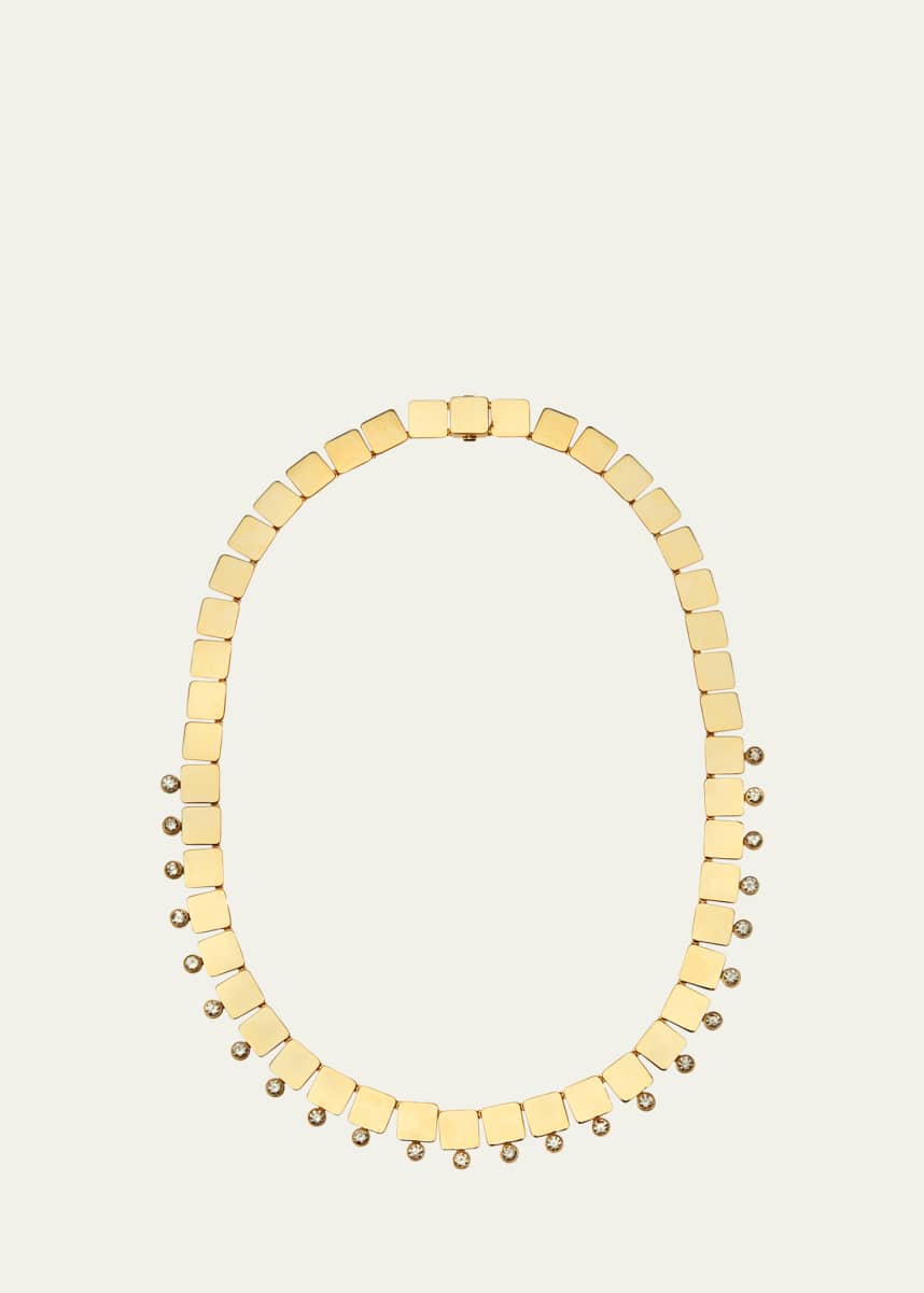 ILEANA MAKRI 18K Yellow Gold Large Tile Necklace with Diamonds