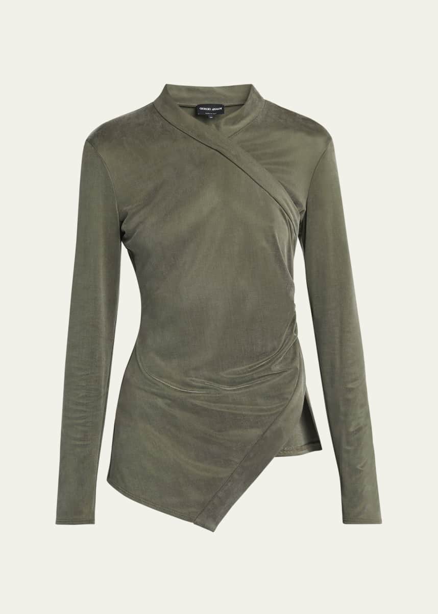 Giorgio Armani Asymmetric Jersey Long-Sleeve Top