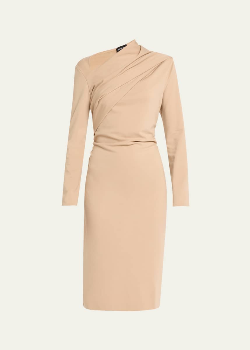 Giorgio Armani Asymmetric Long-Sleeve Jersey Dress