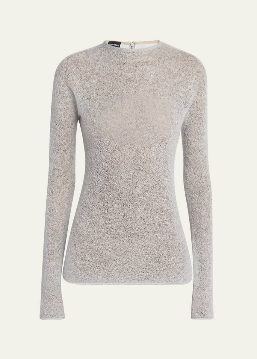 Giorgio Armani Textured Cashmere-Blend Knit Top