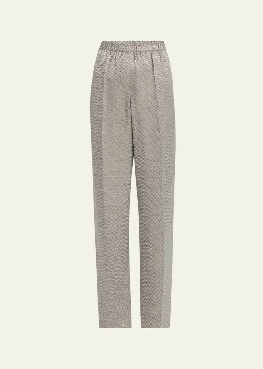 Giorgio Armani Micro Jacquard Straight-Leg Pull-On Trousers