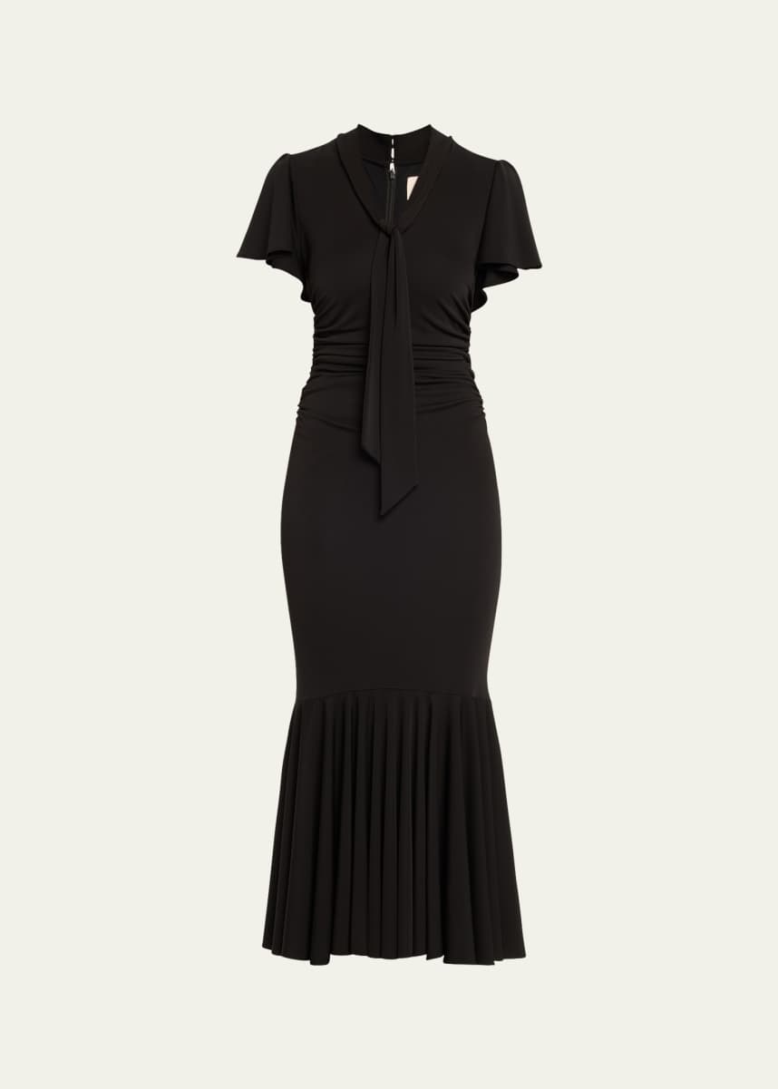 Cinq a Sept Hertha Tie-Neck Midi Dress