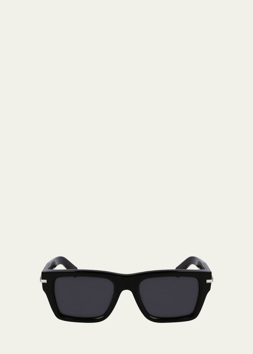 Ferragamo Men's Prisma Modified Acetate Rectangle Sunglasses