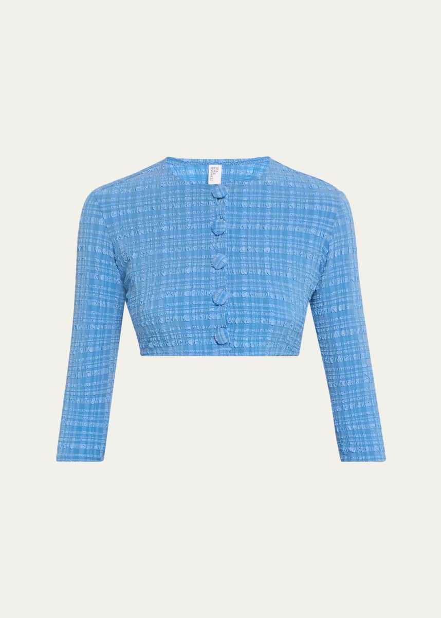 Lisa Marie Fernandez Striped Seersucker Cropped Cardigan