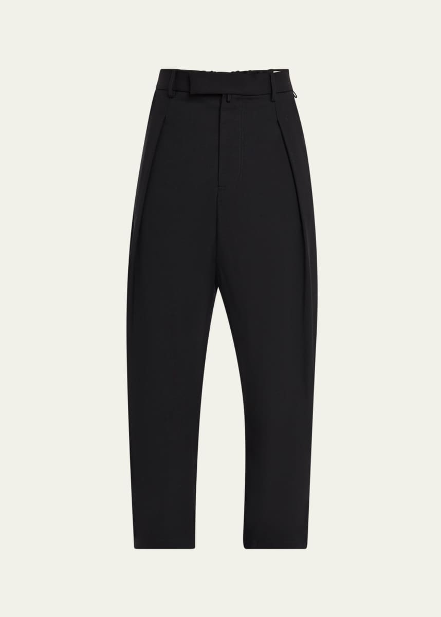 MORDECAI Men's Pleated Back-Stripe Wool Trousers