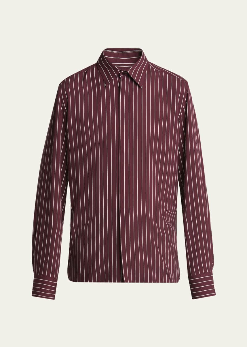 Saint Laurent Men's Vertical Stripe Silk Sport Shirt
