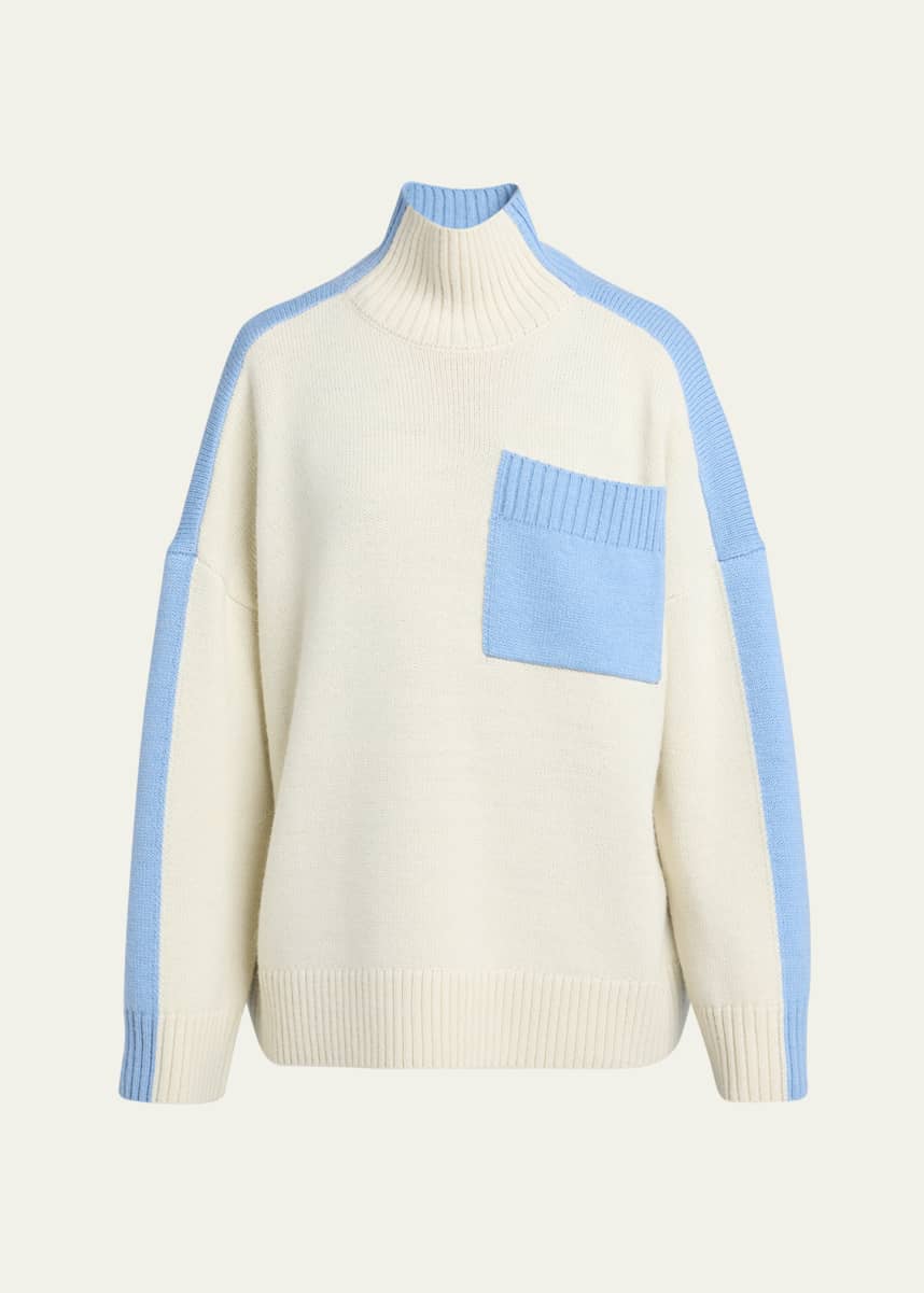 JW Anderson Two Tone Patch Pocket Wool Sweater