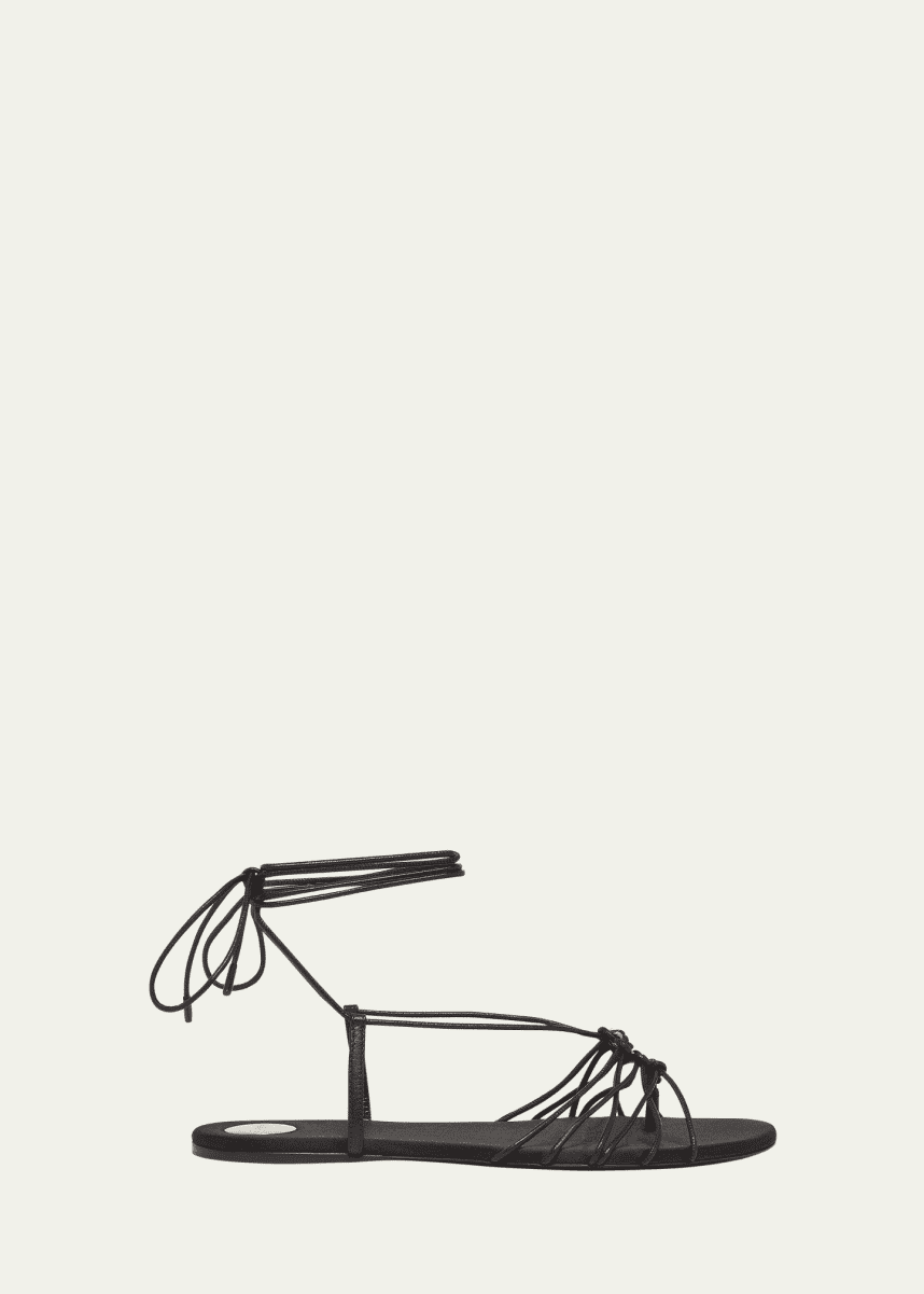 Saint Laurent Babylone Strappy YSL Ankle-Tie Sandals