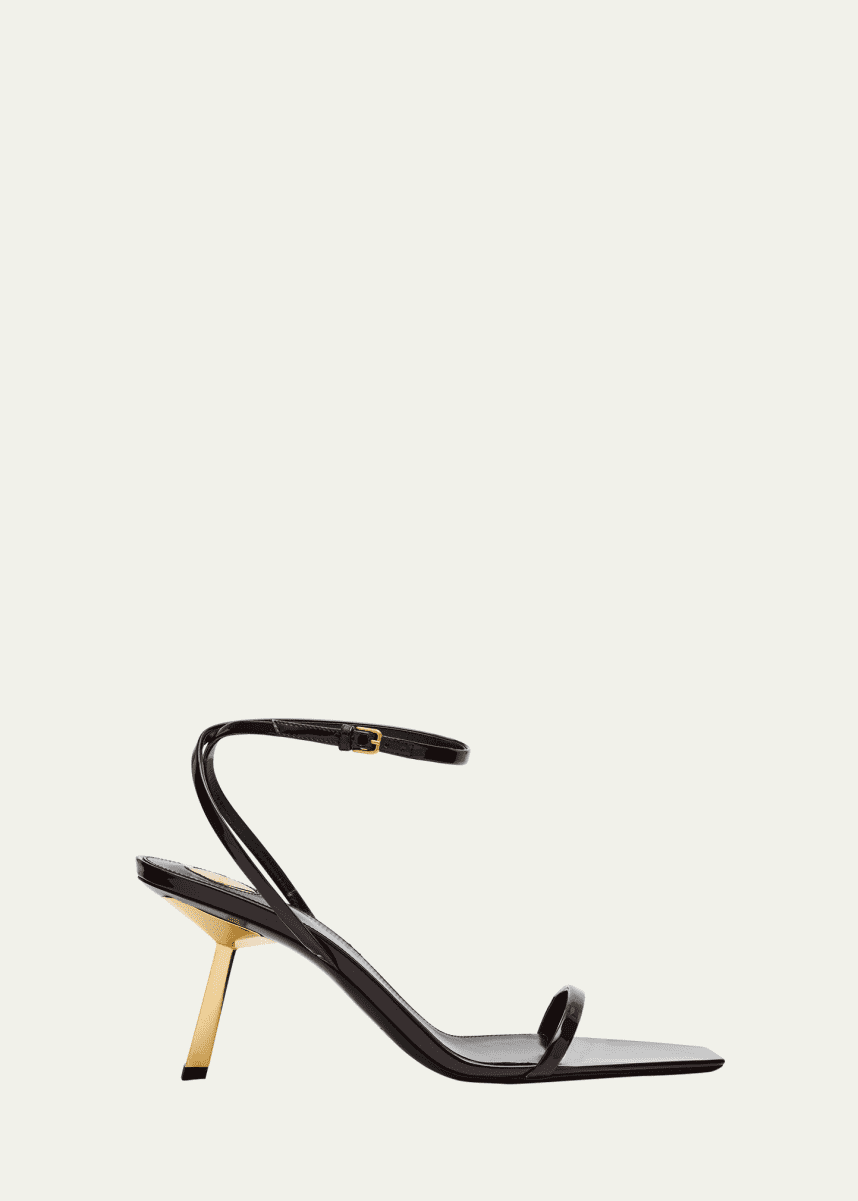 Saint Laurent Lee Leather Ankle-Strap Sandals