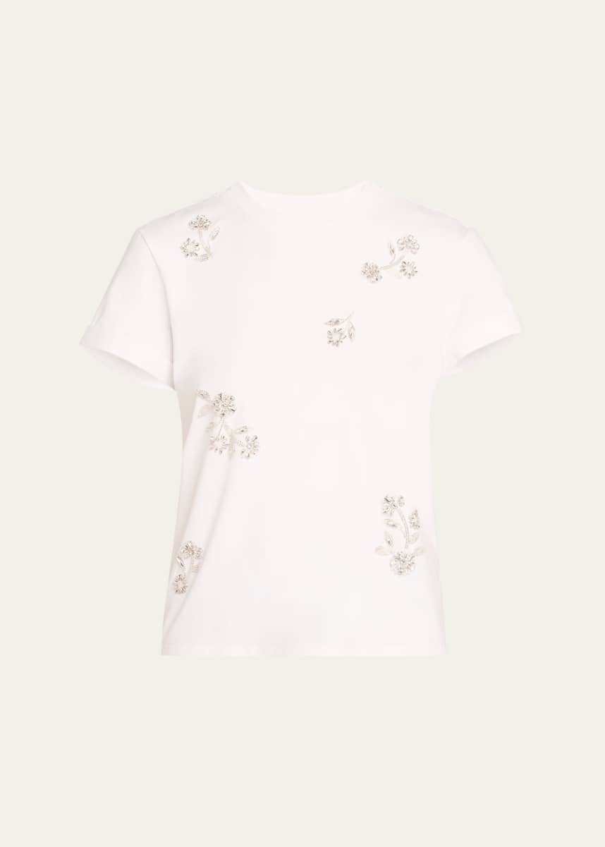Cinq a Sept Bree Short-Sleeve Rhinestone Vine Tee