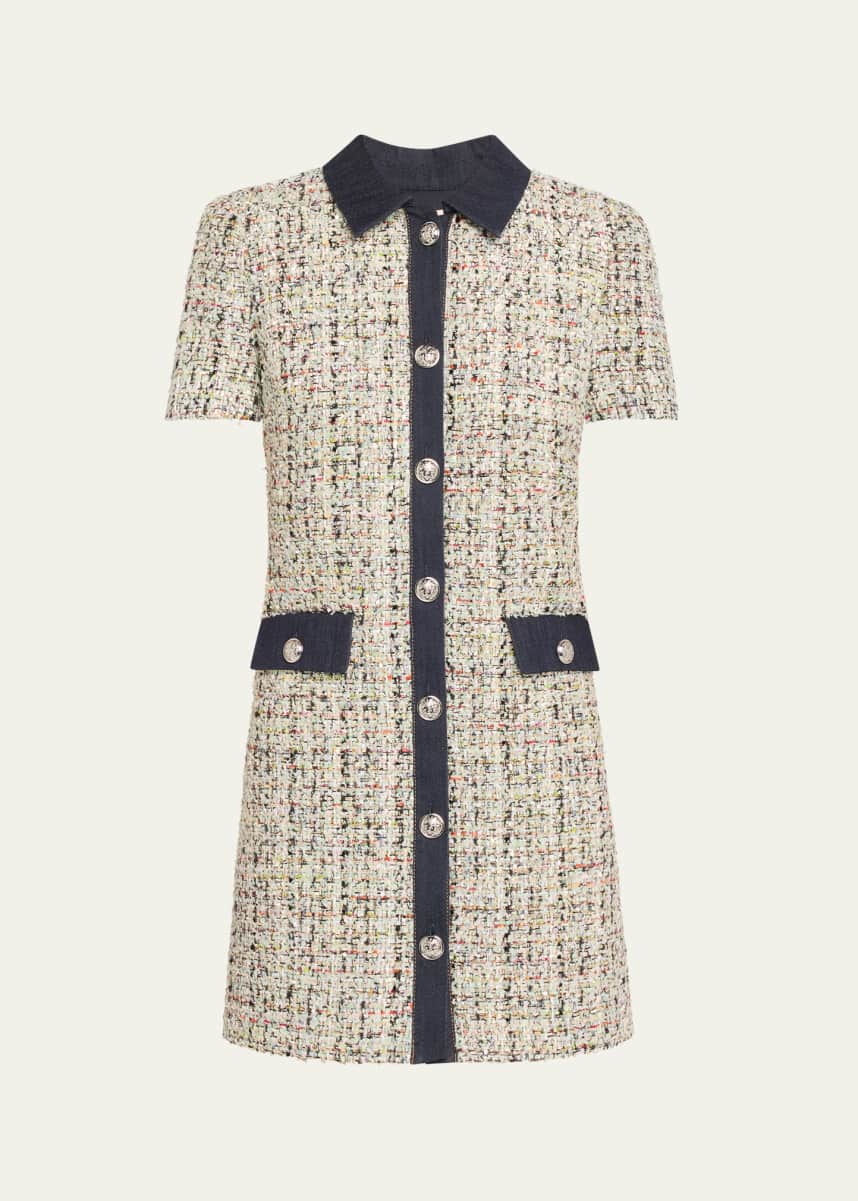 Cinq a Sept Anya Short-Sleeve Boucle Mini Dress