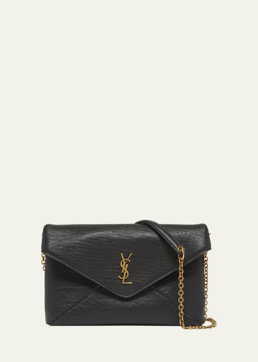 Saint Laurent Cassandre Small YSL Pouch on Chain in Calfskin