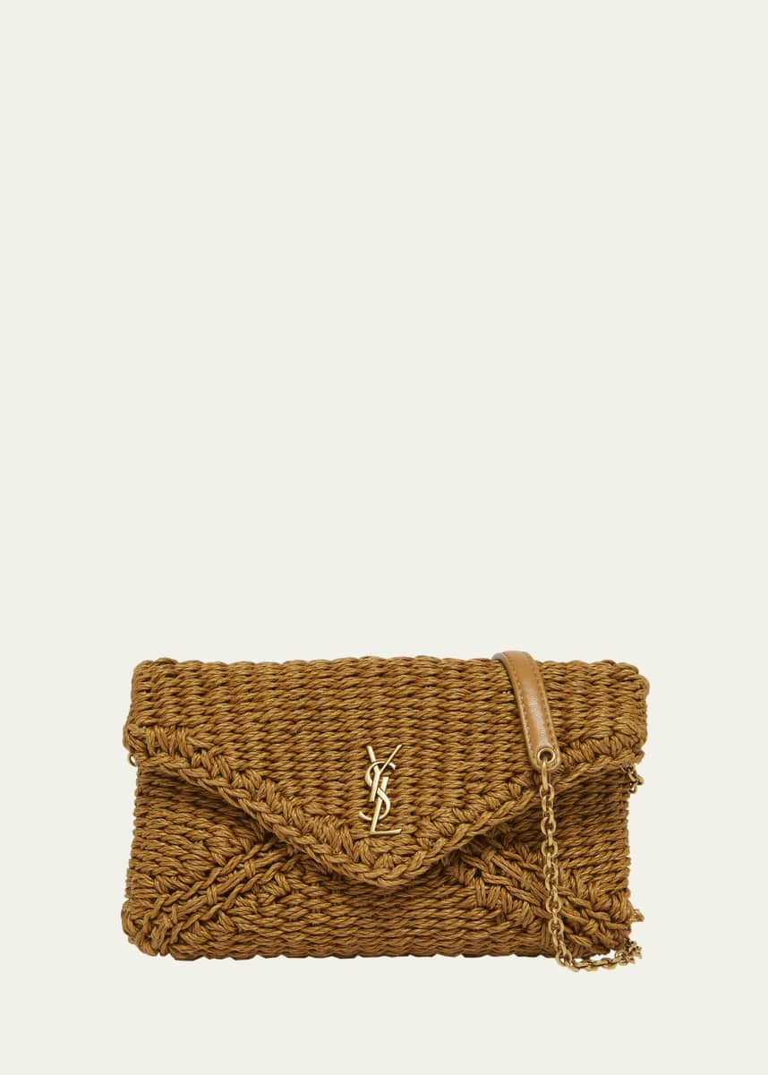 Saint Laurent Cassandre Small YSL Pouch Clutch Bag in Raffia